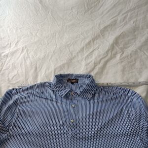 Rafter C polo Shirt Mens M Blue Pearl Snap Geometric Texas Short Sleeve‎ Western